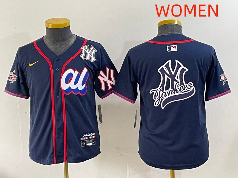 Women 2025 New York Yankees Blank Drak Blue All star Blank Blue Nike MLB Jersey style 15->women mlb jersey->Women Jersey